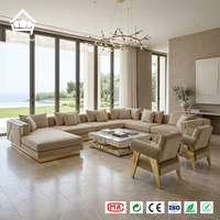 Ensemble de canapés de luxe haut de gamme de style italien moderne et élégant en tissu velours, mobilier de salon sectionnel pour projets de villas et de manoirs
