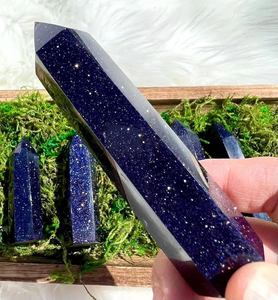 Torre de Piedra Arenisca Azul Natural de Punta Única, Varita de Cristal Hexagonal Pulido de Azurita, Piedra Energética para Sanación de Chakras, Decoración del Hogar - Product Image 1