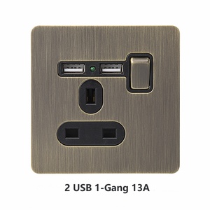 Interruptor <span class=keywords><strong>de</strong></span> Pared Decorativo para el <span class=keywords><strong>Hogar</strong></span>, Exportación <span class=keywords><strong>de</strong></span> Comercio Exterior MFW, Panel <span class=keywords><strong>de</strong></span> Acero Inoxidable Cepillado Bronce Personalizado, Enchufe del Reino Unido 13A IP20 - Product Image 5