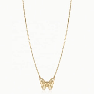 Bijoux personnalisés, nouvelle tendance 2024, collier avec pendentif papillon, acier inoxydable 316L, plaqué or rose/argent/or, tendance - Product Image 1