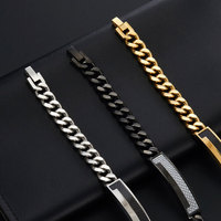 Bracelet pour homme en acier inoxydable 316L personnalisé, gravé, plaqué or 14k 18k, chaîne à maillons tendance pour homme