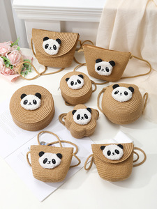 2025 New Summer Mini Cute Crossbody <strong>Bag</strong> Women Red <strong>Panda</strong> Woven Straw Frame Shape Single Strap Zipper Closure Waterproof Handbag - Product Image 2