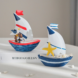 Juego de Decoración de Mini Veleros Estilo Mediterráneo, Paquete de Varias Piezas, Adorno para Sala de Estar, Diseño Escénico - Product Image 3