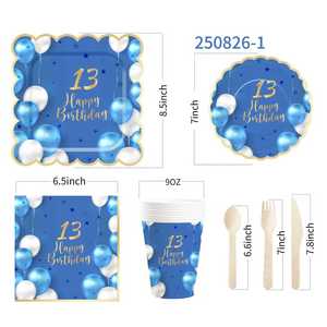 DAMAI Artículos para Fiesta de 13 Años, Platos y Servilletas Azules y Dorados para Fiesta de 13 Años, Decoraciones y Recuerdos para Niños - Product Image 6