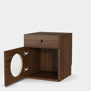 Table de chevet moderne rustique en bois brun avec tiroir de rangement intégré, mobilier pour animaux de compagnie - Product Image 3