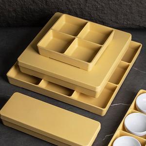 Nine Square Platter Melamine Hot <b>Pot</b> Tray Rectangle Solid Color Durable Non Mold Party Use - Product Image 4