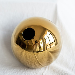 Ensemble de 3 vases modernes en céramique dorée en forme de <span class=keywords><strong>boule</strong></span> pour centre de table mariage salle à manger bureau salon décor glaçure mate - Product Image 5