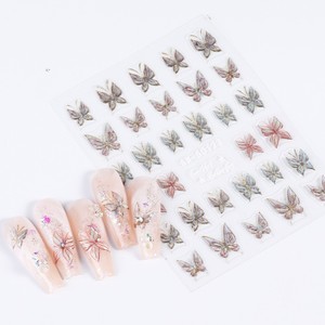 Hot Sale <b>Nail</b> <b>Decals</b> Self-adhesive Laser Fancy Butterfly 5D Embossed <b>Nail</b> Art Stickers for <b>Nail</b> Decoration - Product Image 6