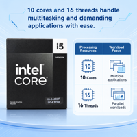 Prosesor Desktop Gaming Intel Core I5-14490F Generasi ke-14, 10 Core 16 Thread hingga 4.9GHz, LGA1700, Cache 24MB, Boxed, Tersedia