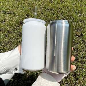 Jarra de Acero Inoxidable Aislada al Vacío de 16 oz, Color Blanco, para Refrescos y Cerveza, con Doble Tapa, para Sublimación y Envolturas UV DTF, Disponible en Almacén de EE. UU. - Product Image 5