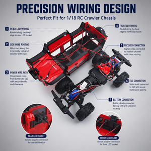 Kit d'éclairage LED pour Crawler RC <span class=keywords><strong>1</strong></span>/<span class=keywords><strong>18</strong></span>, phares avant et feux arrière, pièces de mise à niveau pour modèle de voiture tout-terrain à l'échelle <span class=keywords><strong>1</strong></span>:<span class=keywords><strong>18</strong></span> - Product Image 2
