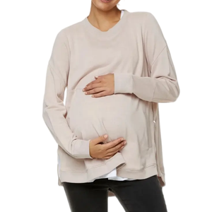 Printemps vêtements enceintes grande taille vêtements d'allaitement doux polaire <span class=keywords><strong>sweat</strong></span> à capuche d'allaitement avec fermeture éclair latérale <span class=keywords><strong>sweat</strong></span> de maternité femmes - Product Image 3