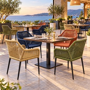 Chaise de salle à manger GDRS en corde avec structure en alliage d'aluminium, pour extérieur, restaurant, café, patio, fauteuil - Product Image 2