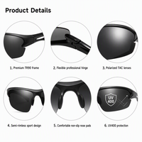 Lunettes de soleil polarisées UV400 professionnelles pour le cyclisme avec sangle réglable, design à monture intégrale pour les sports de plein air et le ski CZh608ta