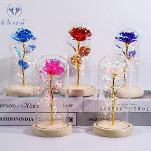 Galaxy rose <span class=keywords><strong>en</strong></span> feuille d'or 24 carats dans un dôme <span class=keywords><strong>en</strong></span> verre avec guirlande lumineuse à LED pour <span class=keywords><strong>la</strong></span> Saint-Valentin Cadeau de fête des mères Décoration de mariage pour <span class=keywords><strong>la</strong></span> maison <span class=keywords><strong>et</strong></span> le bureau - Product Image 4