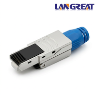 Cat8 STP Shielded RJ45 Toolless Field Termination Plug 40Gbps 2000MHz Paduan Seng Die Cast 50u Emas T568A T568B OEM