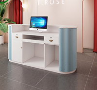 Comptoir de réception moderne en arc avec rangement pour magasin de vêtements, salon de beauté, bar et caisse d'entreprise