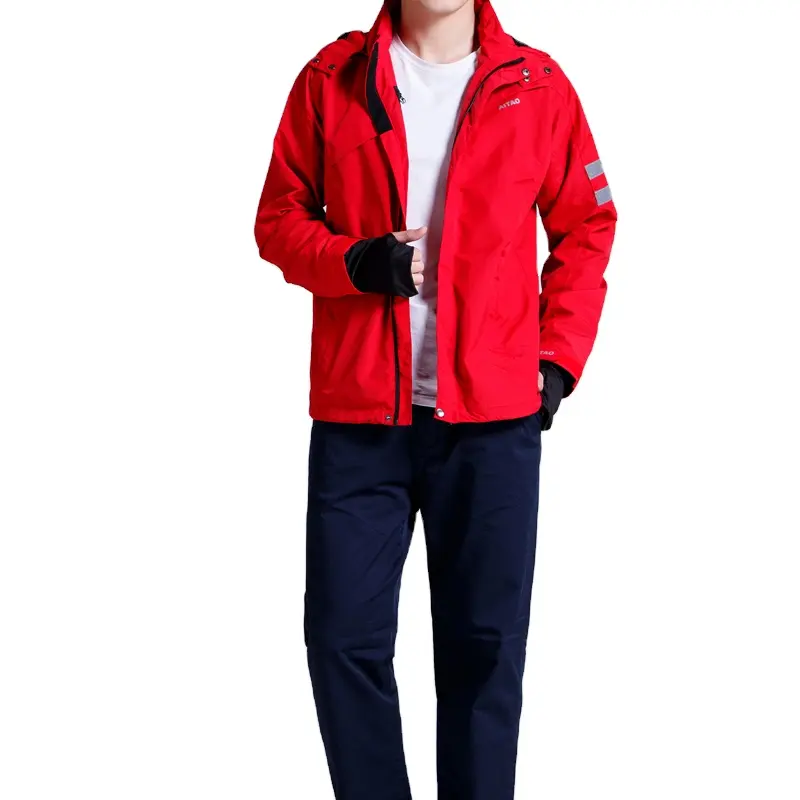 Veste en jean rouge pour hommes,, nouveau Design, vente en gros, ruban réfléchissant