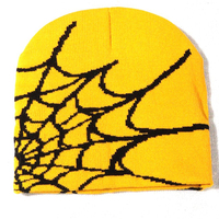 Unisex Y2k Estilo de moda Spider Web Streetwear Jacquard Knit No Cuff Beanie Hat Venta al por mayor