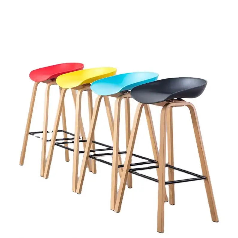 High Bar Table Durable and Stylish Modern simple solid wood high-leg leisure bar chair restaurant bar reception plastic Chairs