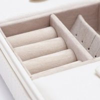 Boîte de rangement en cuir, boîte à bijoux de voyage en velours, boîte à bijoux blanche