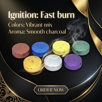 Disques de charbon de bois colorés en bois de fruit légers, à allumage rapide, longue durée de combustion, pour chicha et encens