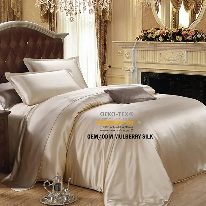 Best-Selling Reliable Quality 4pcs Silk Duvet Cover 19 22 25mm 100% Mulberry Silk Bedding Set For Home Hotel