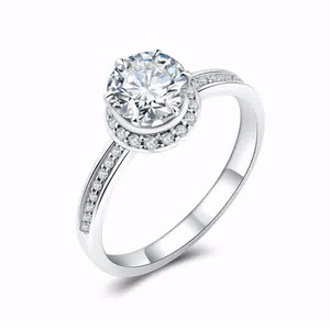 Anillo de compromiso de moda simple de oro amarillo de 18 quilates personalizado y joyería fina de boda - Product Image 1