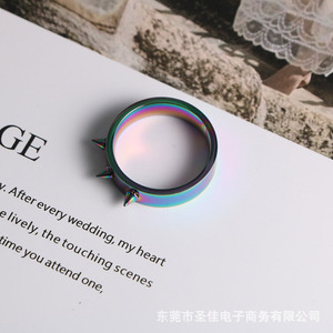 Anillo de Acero Inoxidable con Puntas SA1220, Joyería Geométrica Unisex, Accesorio para Fiestas - Product Image 3