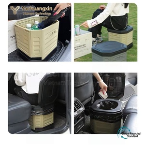 Toilette de camping pliable en PVC portable avec couvercle et poignée, étanche pour une utilisation en extérieur en toutes saisons - Product Image 5