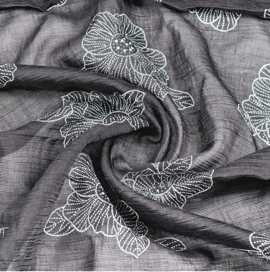 Embroidery 12% Nylon 88% Rayon Visocse Dyed Crinkle NR Crepe Embroidery Solid Nylon Viscose Nr Fabric