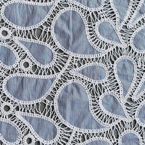 <span class=keywords><strong>Tissu</strong></span> en dentelle crochetée à base de coton <span class=keywords><strong>rayé</strong></span> <span class=keywords><strong>bleu</strong></span> <span class=keywords><strong>et</strong></span> <span class=keywords><strong>blanc</strong></span> 323 g/m², dentelle ajourée en forme de goutte pour vêtements, décoration intérieure <span class=keywords><strong>et</strong></span> artisanat DIY - Product Image 1