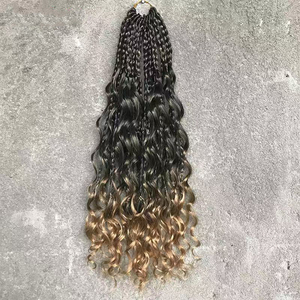 BELEZA Fábrica al por mayor Diosa Locs Caja desordenada Trenzas Crochet Bohemian Hair Curly Pre-Looped Boho <span class=keywords><strong>River</strong></span> Box Trenzado - Product Image 4