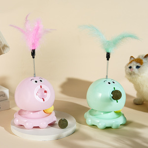 Octopus <b>Cat</b> <b>Toy</b> Automatic Feather Teaser With Catnip Boredom Buster For <b>Cats</b> <b>Interactive</b> Pet <b>Toy</b> Green Pink Yellow - Product Image 1