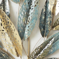 Décorations murales en métal en forme de feuilles pour salon, vente en gros en Chine