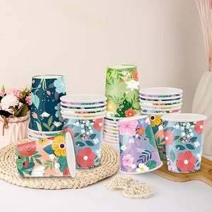 แก้วกระดาษย่อยสลายได้ PLA พิมพ์โลโก้ได้ ขนาด 6-32 ออนซ์ ผลิตจากเยื่อไม้ แก้วกระดาษแบบผนังชั้นเดียว สำหรับเครื่องดื่มร้อน/เย็น - Product Image 4