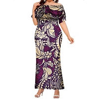 Vente en gros Robe florale décontractée Design tribal hawaïen polynésien Personnaliser Plus Size Prom Samoa Puletasi Island Robe pour dame