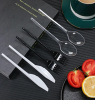 Ensemble de couverts jetables en plastique PS robuste de 2,2 g, comprenant cuillère, fourchette et couteau