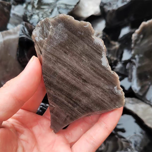 Pierre d'obsidienne argentée naturelle de haute qualité, taillée, écologique, de <span class=keywords><strong>forme</strong></span> irrégulière, utilisée pour la décoration - Product Image 5