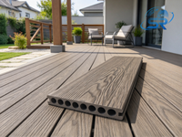 Planche de terrasse WPC 150x23mm à trous ronds creux, composite bois-plastique, revêtement de sol extérieur pour patio, jardin, terrasse