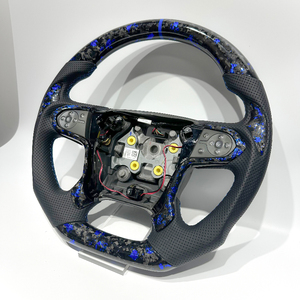Volant en fibre de carbone forgée bleu pour <span class=keywords><strong>Chevrolet</strong></span> <span class=keywords><strong>Silverado</strong></span> avec cuir perforé pour <span class=keywords><strong>Silverado</strong></span> <span class=keywords><strong>2005</strong></span>-2023 - Product Image 4