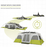 Tente de camping portable manuelle gonflable en tissu Oxford pour 8 à 12 personnes, vente en gros OEM