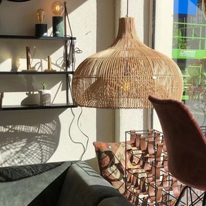 Rattan Chandelier Round Pendant <b>Light</b> Led Living Room <b>Dining</b> Room Modern Chinese Style Wabi Sabi Design - Product Image 4