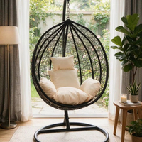 Fauteuil suspendu en rotin PE fait main de qualité supérieure, en forme de goutte d'eau, avec coussin épais pour la décoration intérieure