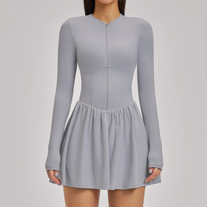 Robe de sport pour femmes de haute qualité avec fermeture éclair, séchage rapide, haute élasticité, pour la course à pied, le golf, le tennis, avec short intégré - Product Image 6