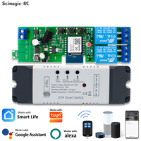 Module de commutation intelligent Wi-Fi E0404 compatible Tuya, 7-32V, contrôle à distance par application, sans USB, fonctionne avec Alexa Google Home