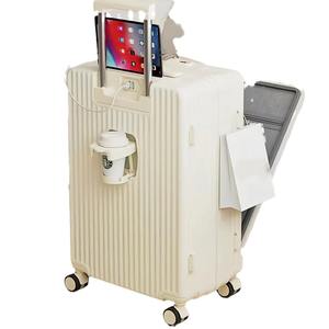 <span class=keywords><strong>Valise</strong></span> de voyage d'affaires longue distance 20'' Bagage cabine avec <span class=keywords><strong>porte</strong></span>-gobelet Port de charge USB Ouverture frontale <span class=keywords><strong>Valise</strong></span> à roulettes - Product Image 2