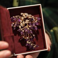 XILIANGFEIZI Broche Fleur Délicate en Cristal Naturel, Design Original de Luxe, Vente Chaude à l'Export, Cadeau Fête des Enseignants