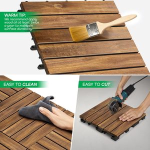 Dalles de terrasse emboîtables Idzo 9,6 pieds carrés 10 pièces Dalles de revêtement de sol imperméables pour patio Intérieur/extérieur <span class=keywords><strong>Motif</strong></span> rayé 11,81x11,81x0,91 - Product Image 5