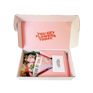 Custom logo printing cardboard delivery shipping flower boxes for flower arrangements